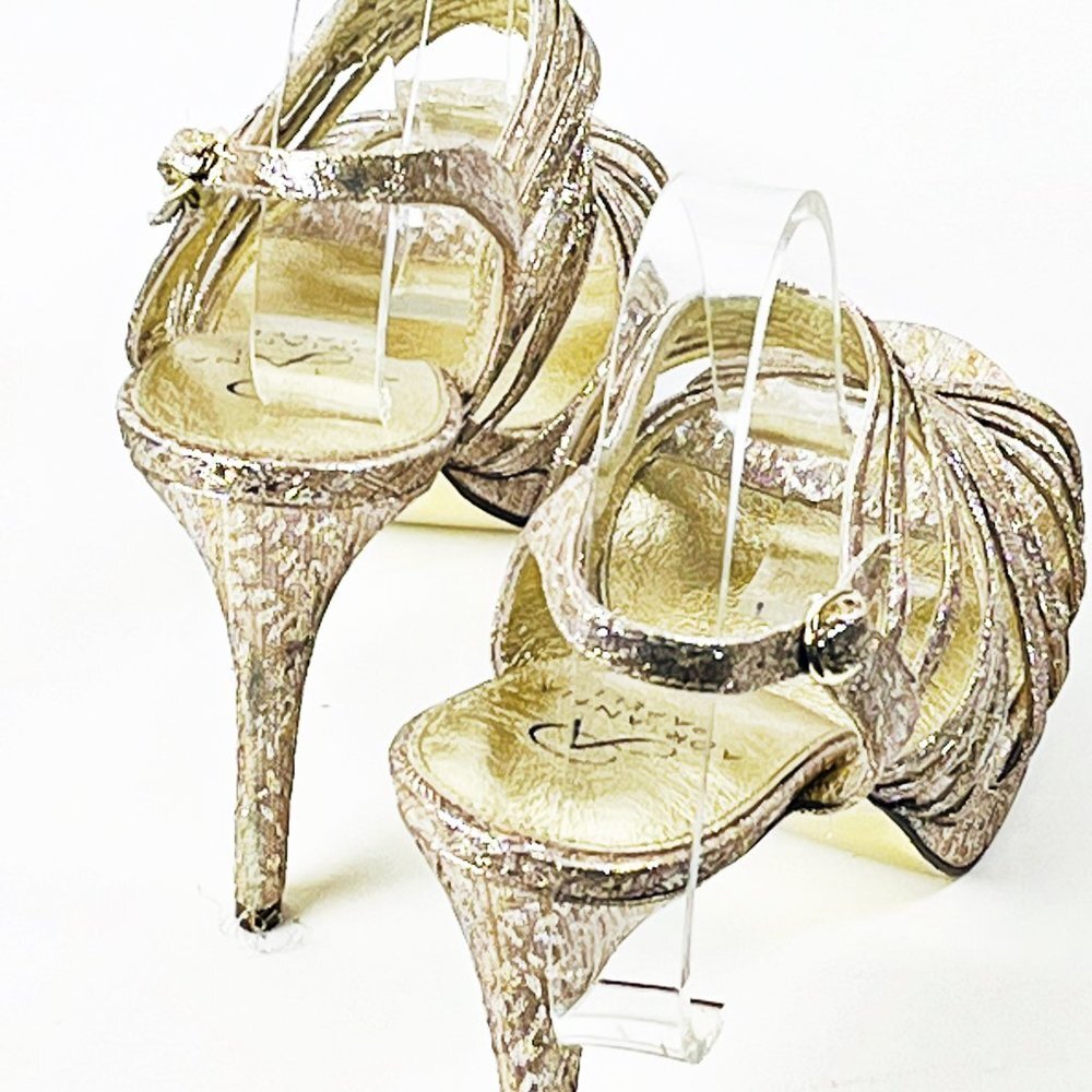 2/$30 NWT Adrianna Papell Gold Strappy Heels 9.5M - Picture 5 of 9